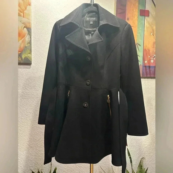 INC international Concepts black belted coat size L - Picture 3 of 12